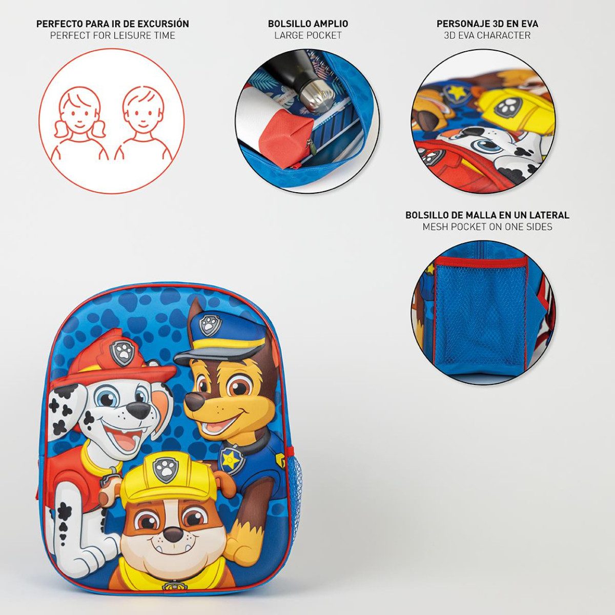 Cerda Kinderrucksack Paw Patrol 3D Kindergarten Rucksack Kinder Rucksack, Vorschule