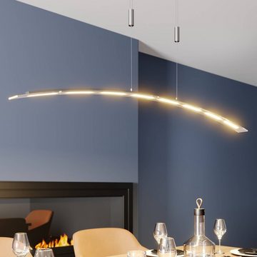 Lindby LED-Hängeleuchte Manon, dimmbar, LED-Leuchtmittel fest verbaut, warmweiß, Modern, Glas, Metall, gefrostet, nickel matt, 8 flammig, inkl.