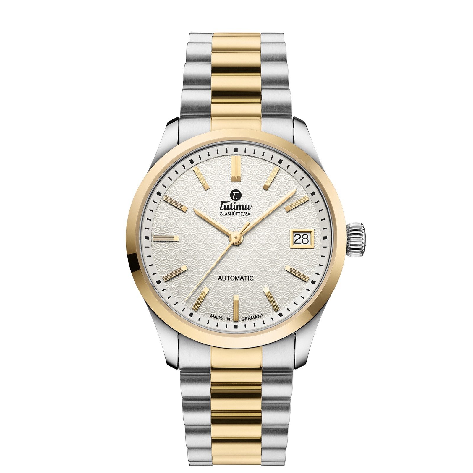 Tutima Automatikuhr Damenuhr Tutima Glashütte Automatik, Sky Lady mit 18Kt Goldlünette
