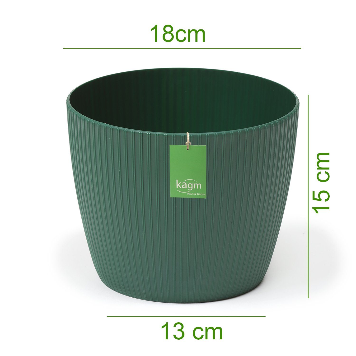 KAGM Blumentopf Übertopf Pflanztopf Rillenoptik Kunststoff UV-beständig – Bild 2 von 3