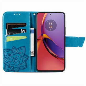 Wigento Handyhülle Für Motorola Moto G84 5G Tasche Wallet Schmetterling Design Hülle Case