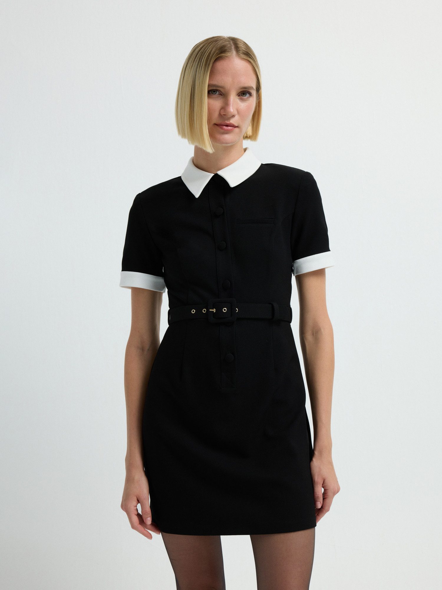 adL Hemdblusenkleid Minikleid mit Polokragen
