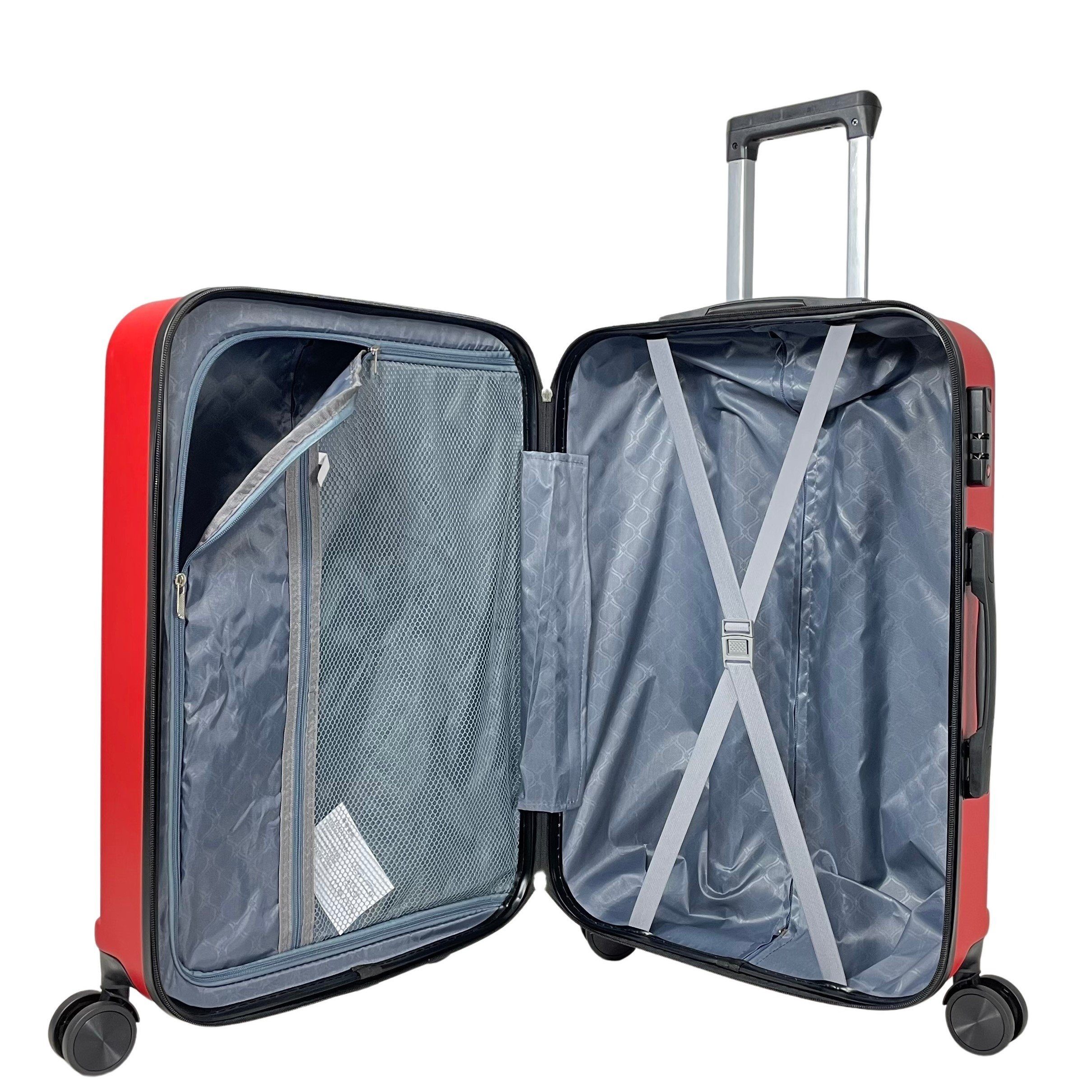MTB Koffer Hartschalenkoffer (Handgepäck-Mittel-Groß-Set) ABS Reisekoffer Rot