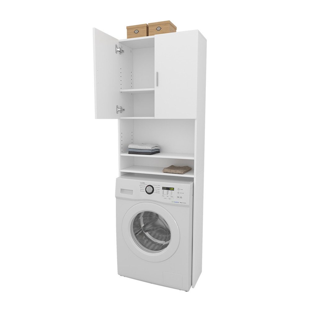 Vicco Waschmaschinenumbauschrank Martha, Weiß, 64 x 190 cm mit 2 kurzen Türen (1-St) – Bild 5 von 5