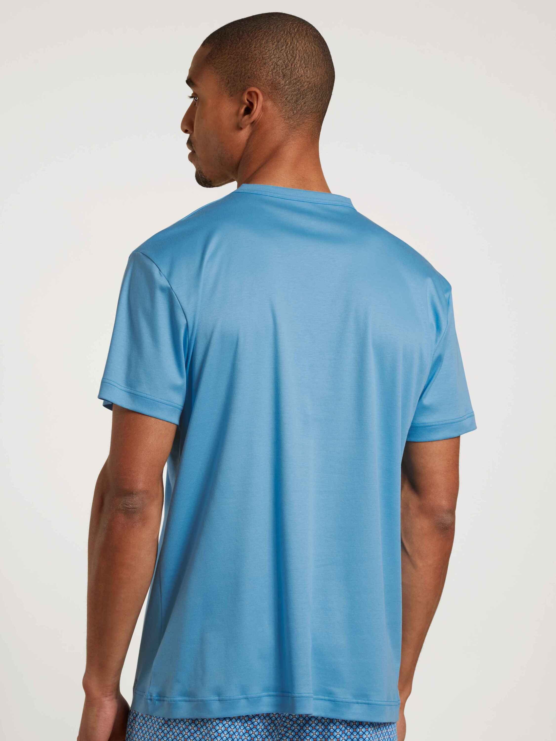 (1-tlg) CALIDA blue azurit Kurzarm-Shirt, V-Neck Kurzarmshirt