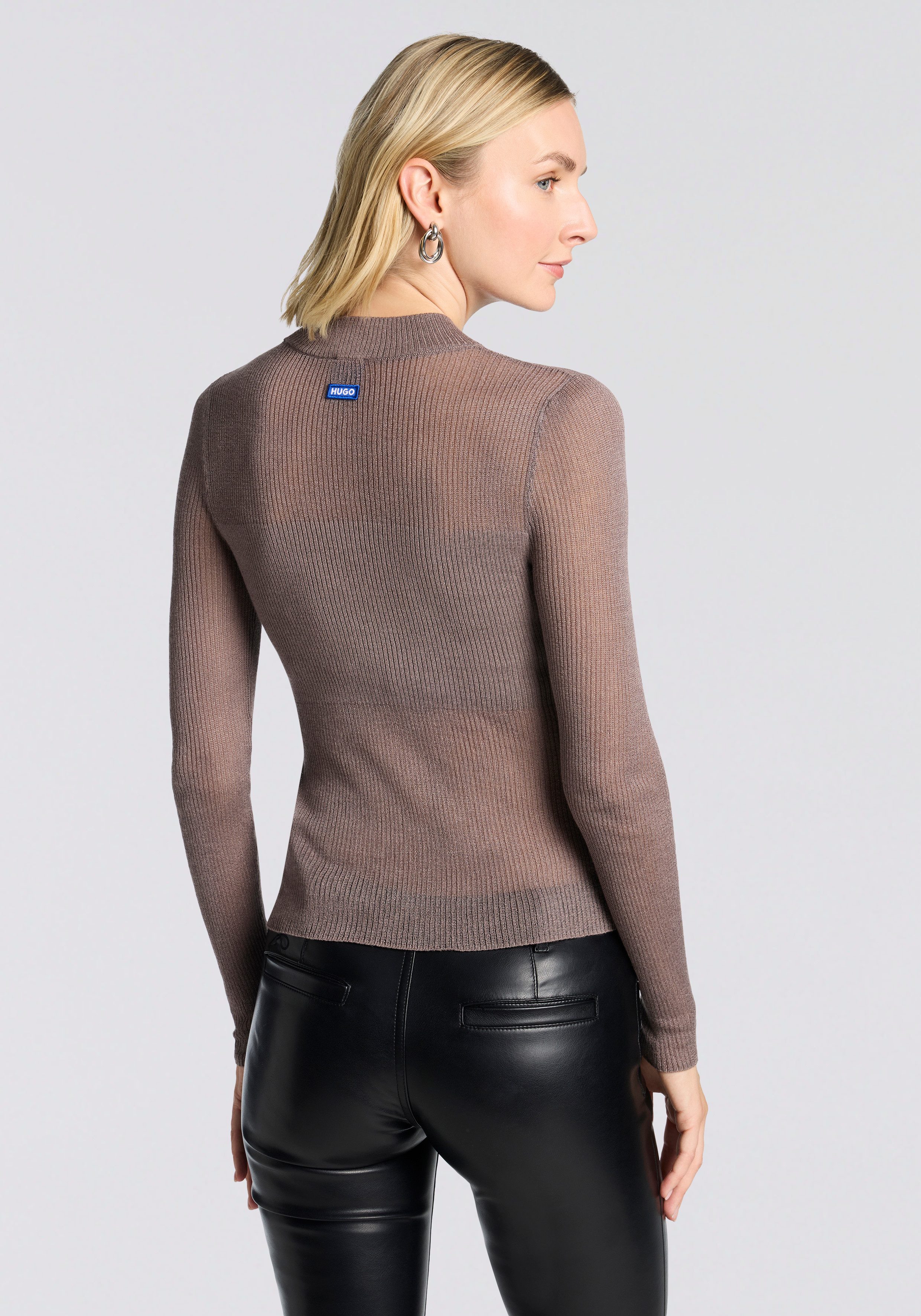 HUGO Blue Stehkragenpullover Slumy mit Bandeau-Effekt, Slim Fit günstig online kaufen