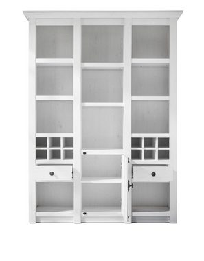 Furn.Design Buffet Hooge (Buffetschrank in Pinie weiß Landhaus, 147 x 207 cm) mit Weinregalen, mit Drehriegelverschluss