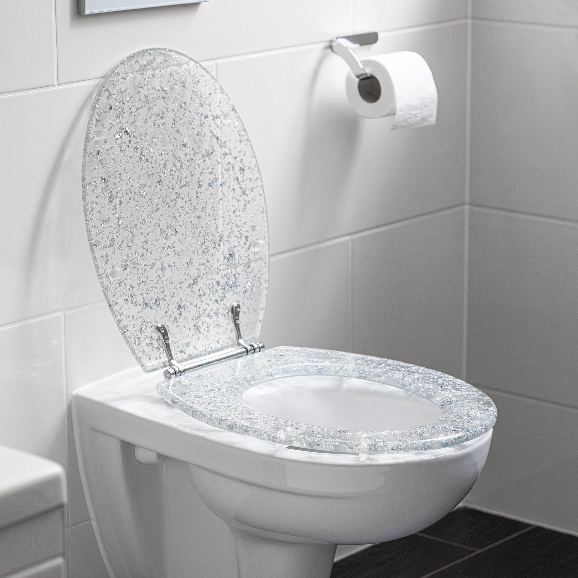Navaris WC-Sitz WC Sitz Toilettendeckel Glitzer - Klodeckel Deckel transpar günstig online kaufen