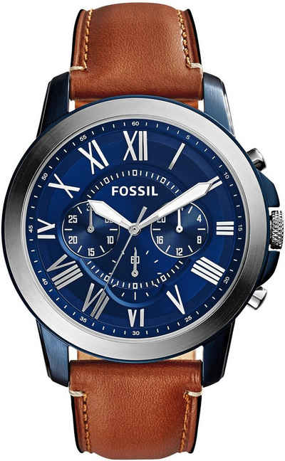 Fossil Chronograph GRANT, FS5151, Quarzuhr, Armbanduhr, Herrenuhr, Stoppfunktion, 12/24-Std.-Anzeige