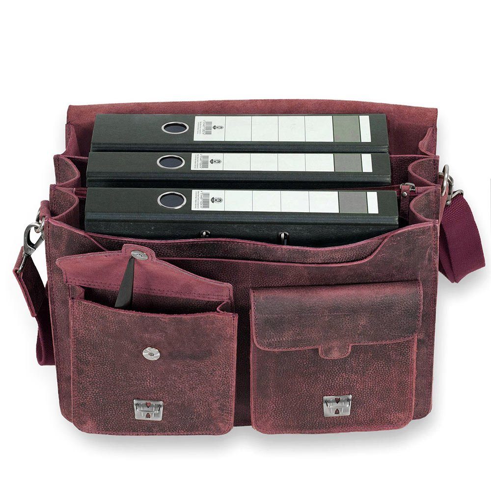 Jahn-Tasche Aktentasche Sehr große Aktentasche / Lehrertasche, Leder Rost-Rot, Jahn-Tasche 422