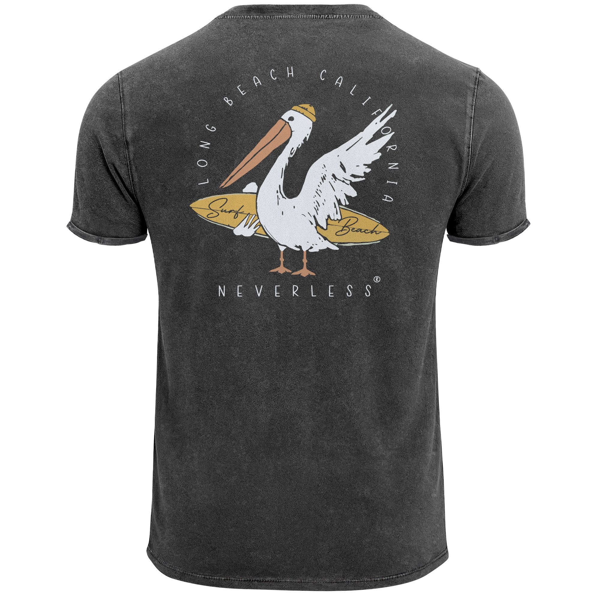 Neverless Print-Shirt Herren Vintage Shirt Backprint Pelikan Neverless Surf günstig online kaufen