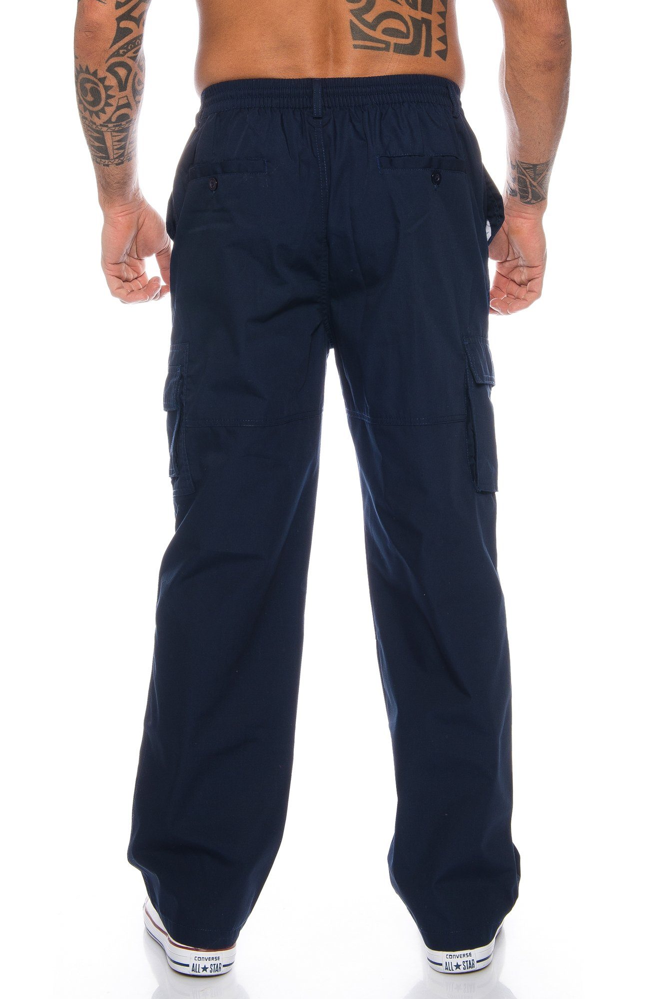 Cargo Hose Cargohose Unifarbe BENK Dehnbund Pants Cargohose Blau Arbeitshose Cargo