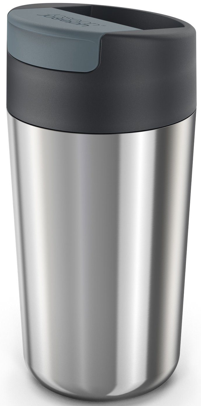 Joseph Joseph Coffee-to-go-Becher Sipp™ Steel, 1-tlg., Edelstahl, (Reisebecher) mit Klappdeckel, auslaufsicher, vakuumisoliert, 454 ml