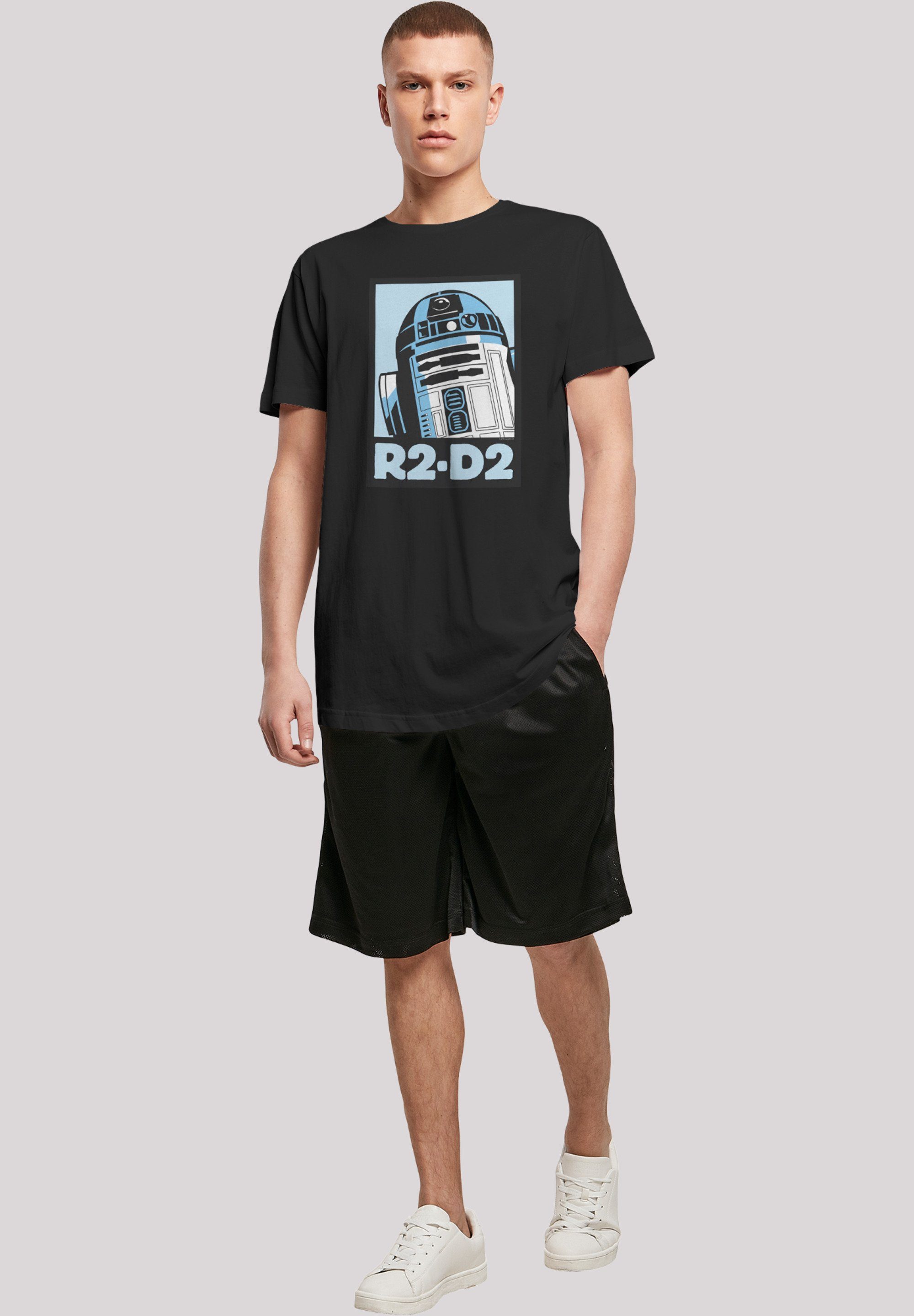 Star R2-D2 Poster Wars Herren Long Tee Shaped Kurzarmshirt (1-tlg) with F4NT4STIC