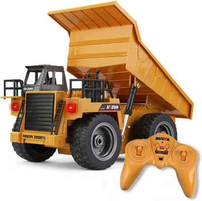 Esun RC-Truck »Rc LKW, Ferngesteuerter LKW,Baustellenfahrzeuge Kinder ab 8 9 10 11 12« (Geschenkbox-Paket), 1:18 mit 2,4 GHz, 6 Kanal Dumper, LED Funktionen Kipplaster Spielzeug