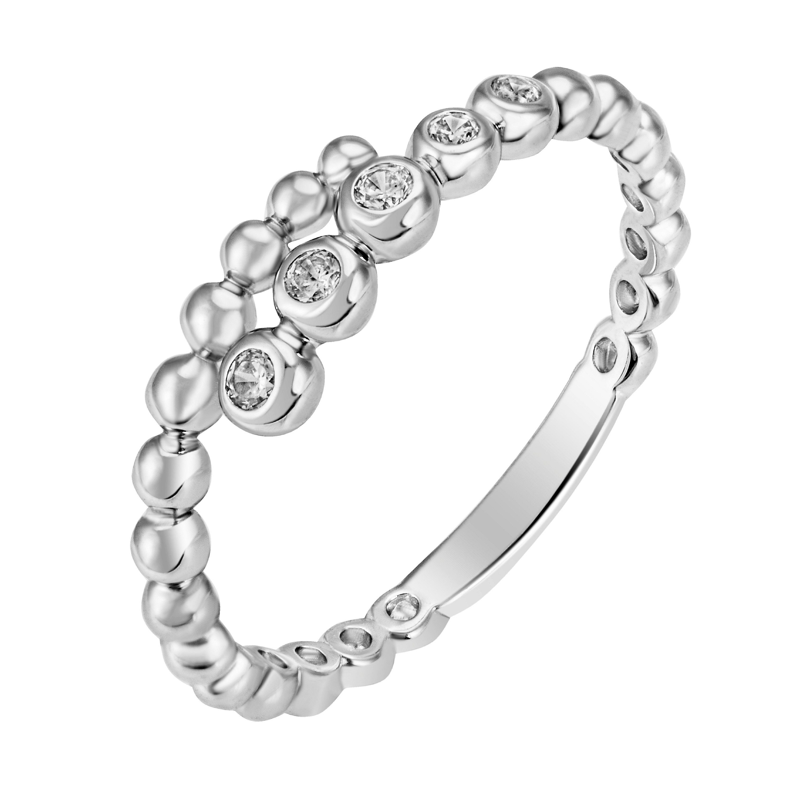 Firetti Fingerring Schmuck Geschenk Silber 925 Damenring Kugeln rund Tennis, mit Zirkonia (synth)