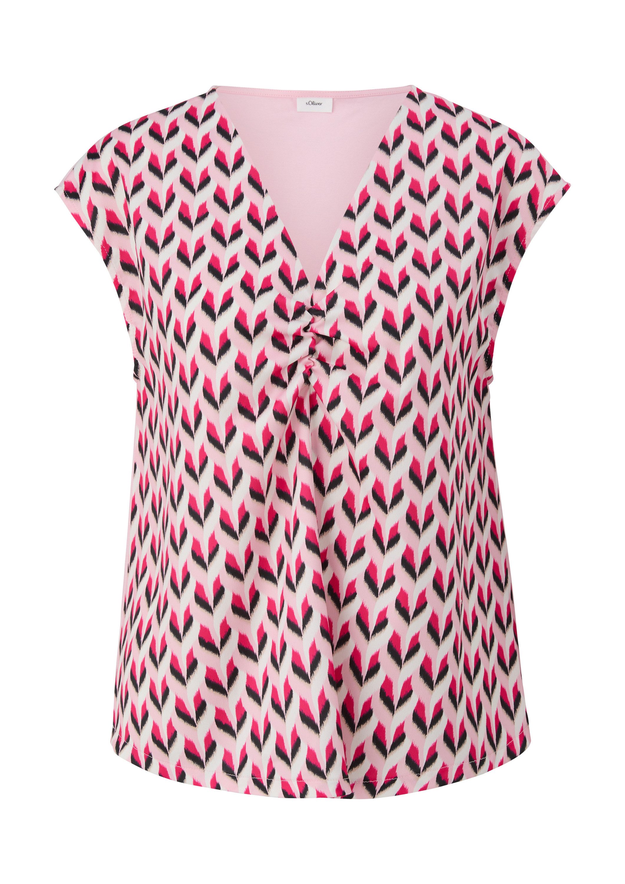 s.Oliver Kurzarmshirt T-Shirt Top mit Raffung günstig online kaufen