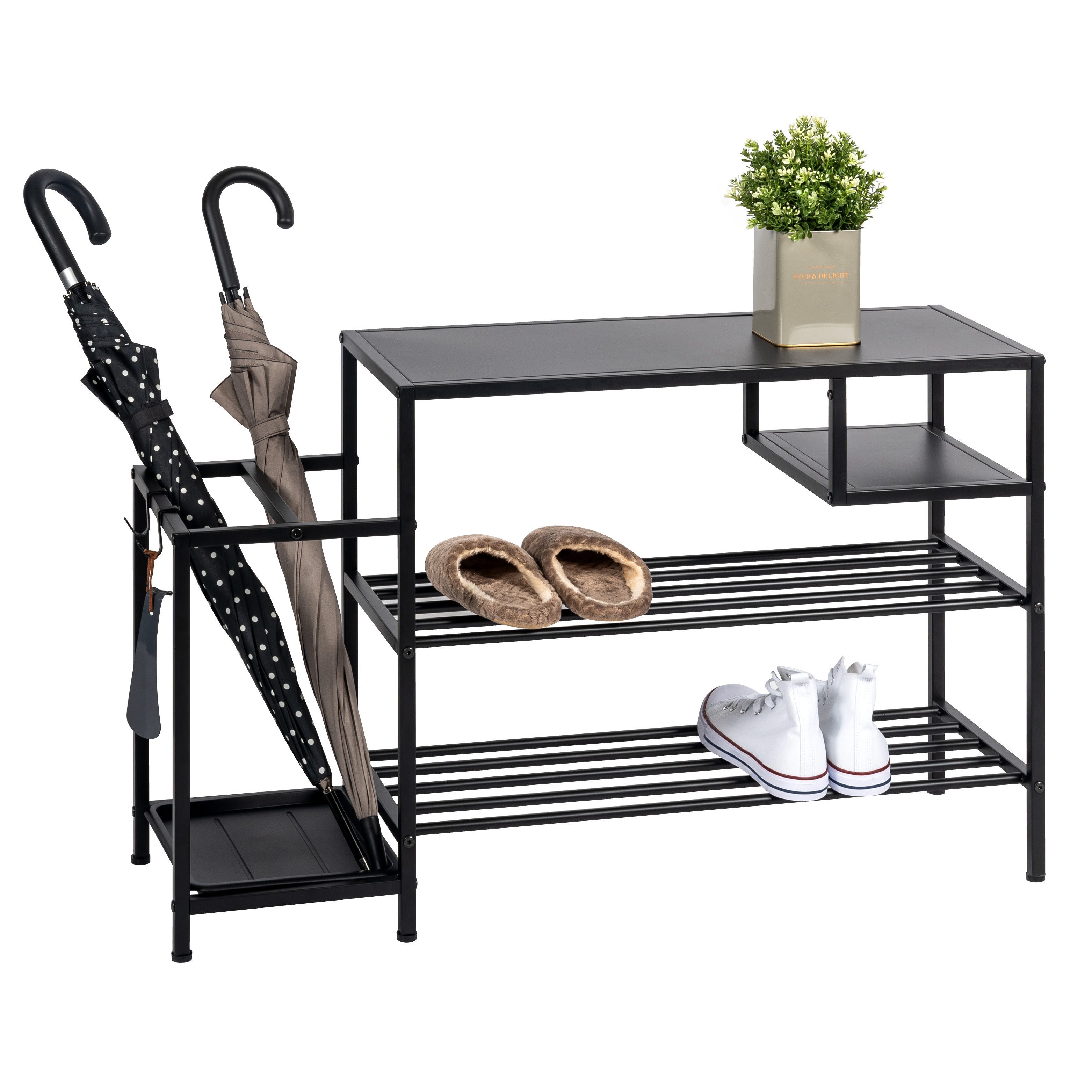 eluno Schuhregal für ca. 6 Paar Schuhe, 4 Ablagen und Schirmständer günstig online kaufen