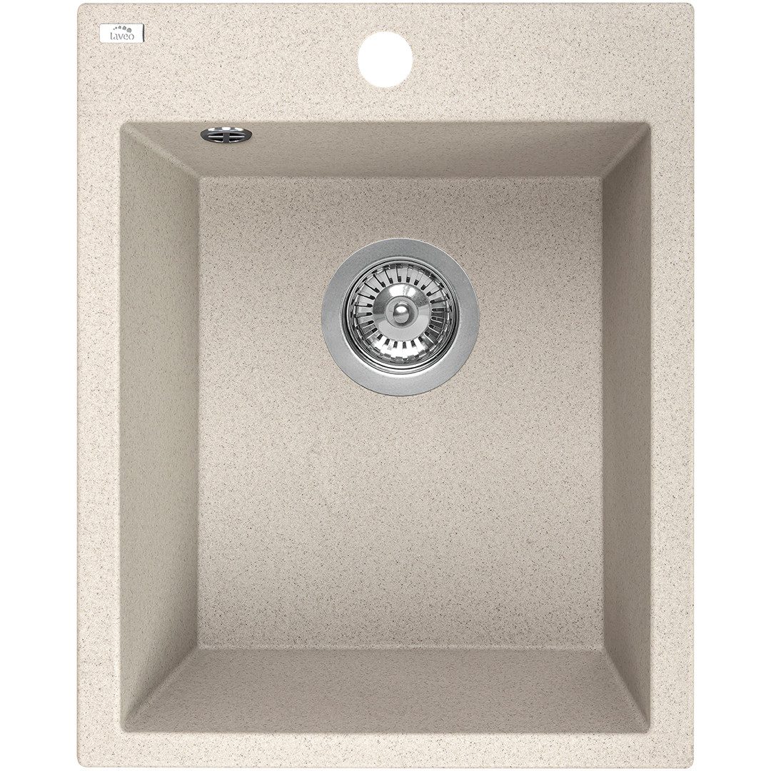 Granite sink, built-in sink CHICHI made of granite (39 × 48 cm), 1 bowl, beige kitchen sink, rectangular, matte, granite sink, rectangular sink, sink basin, kitchen equipment