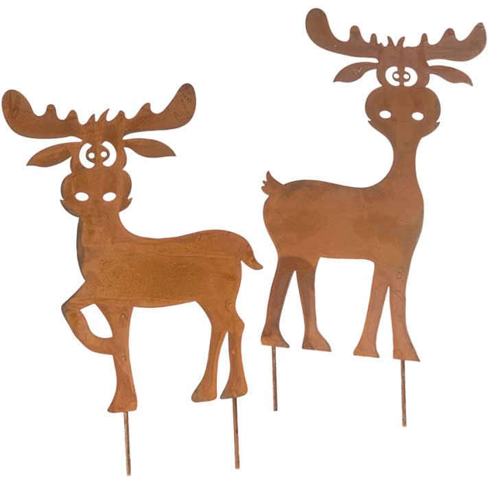 Schneider Weihnachtsfigur Elche Jack & Daniel, Weihnachtsdeko aussen (Set, 2 St), Gartenstecker aus Metall mit Rost-Finish