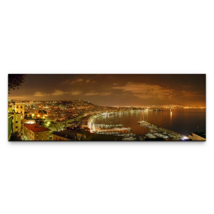 möbel-direkt.de Leinwandbild Bilder XXL Golf von Neapel bei Nacht Wandbild auf Leinwand