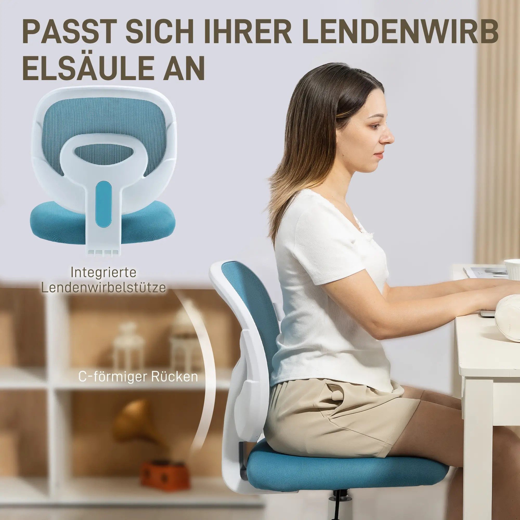 BlingBin Bürostuhl Ergonomischer Schreibtischstuhl mit C-förmiger Rückenstü günstig online kaufen