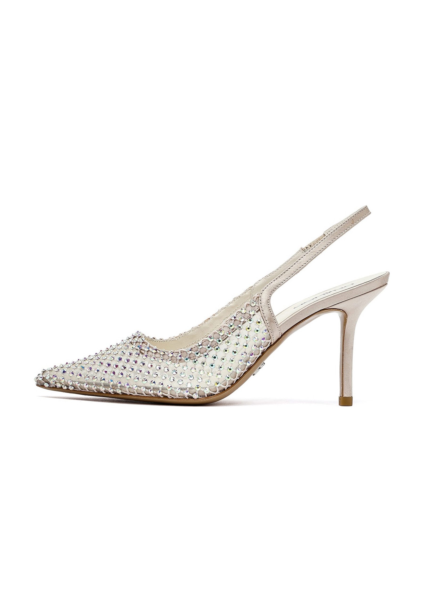 Derimod Slingback-Pumps aus Leder mit hohem Absatz mit Strass-Details Pumps Echtes Leder, Slingback-Verschluss, Strass-Detail, Stilettoabsatz