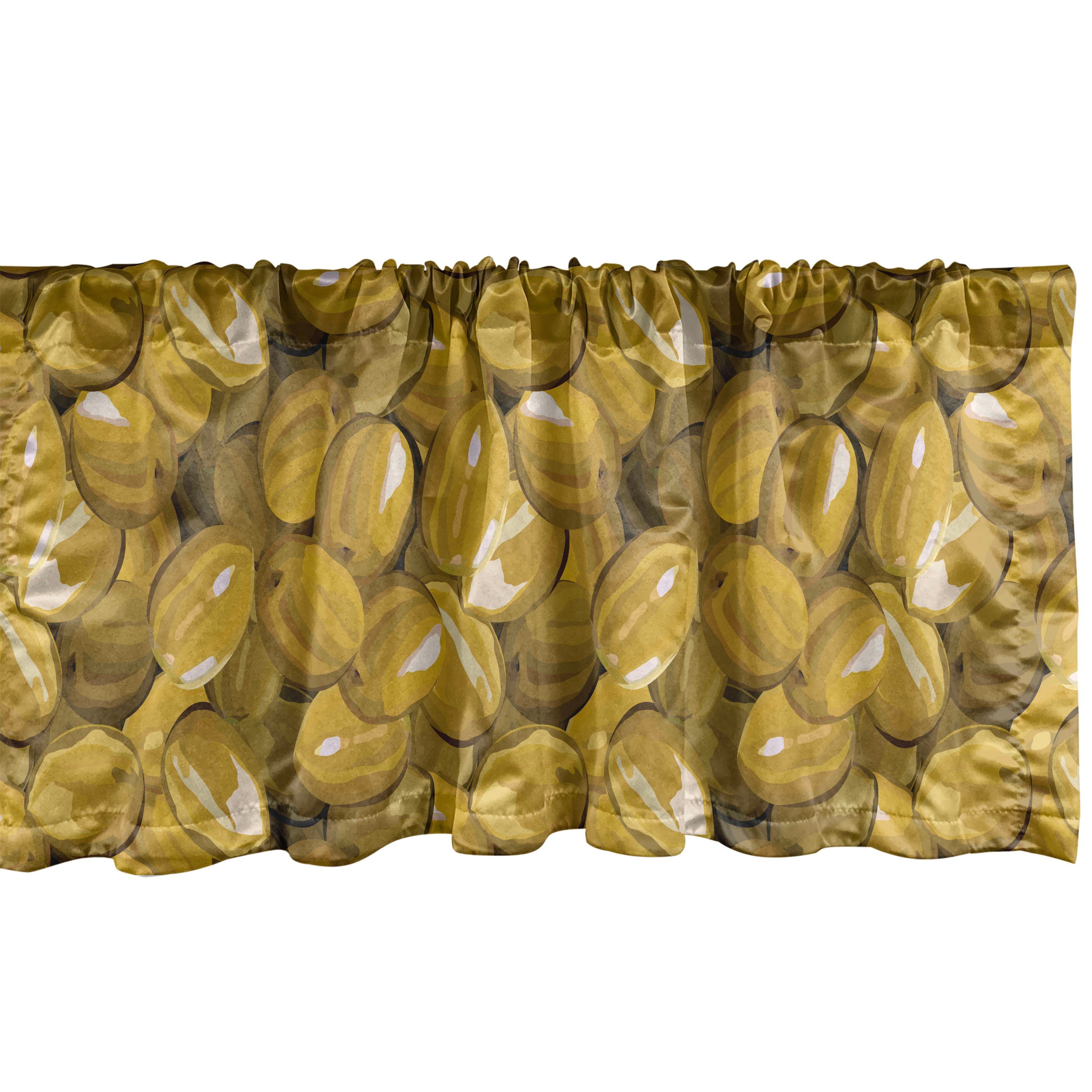 Scheibengardine Vorhang Volant für Küche Schlafzimmer Dekor mit Stangentasche, Abakuhaus, Microfaser, Olive Makro-Bild von gesunden