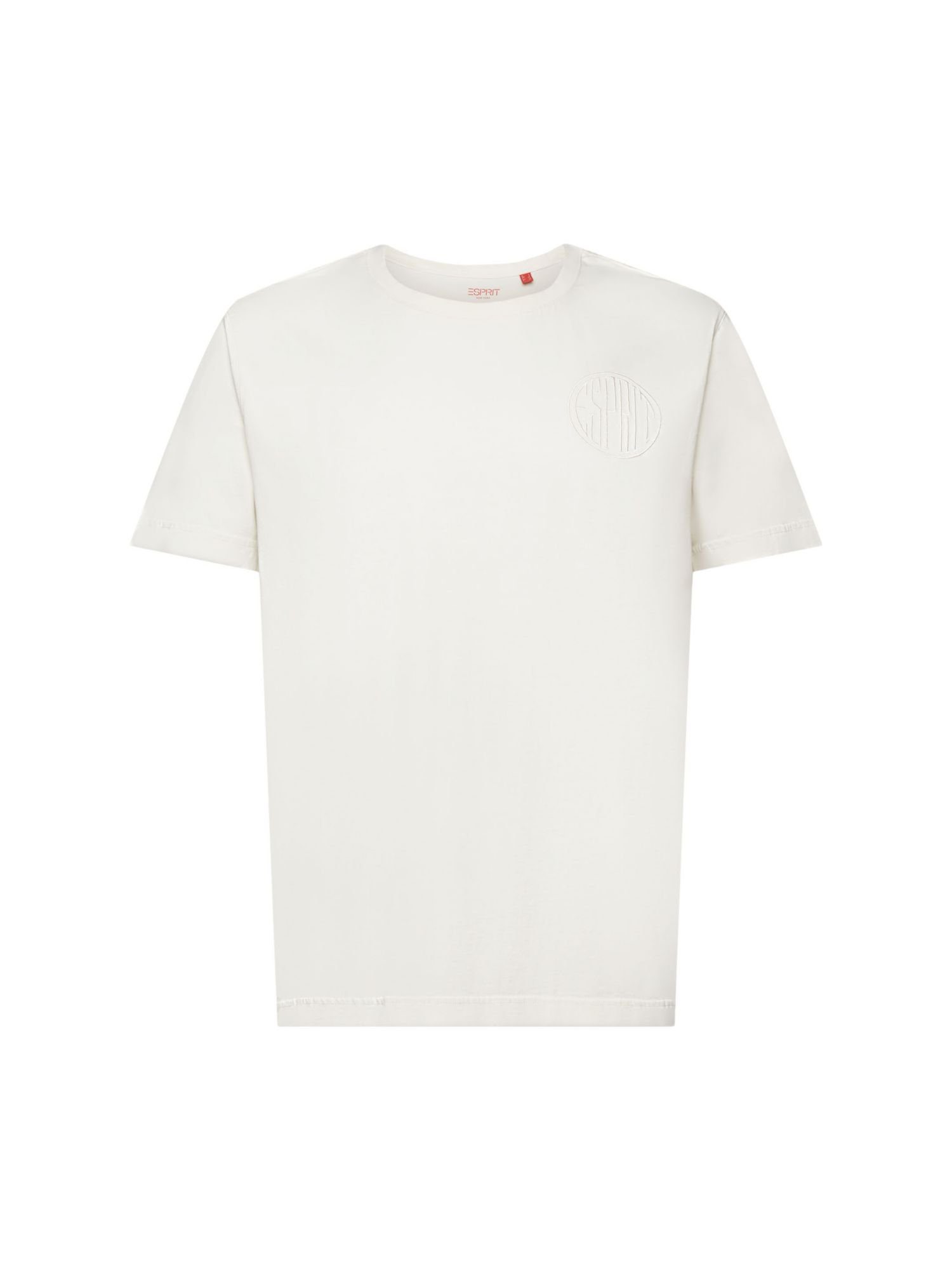 Esprit T-Shirt T-Shirt mit Sticklogo, 100 % Bio-Baumwolle (1-tlg) ICE