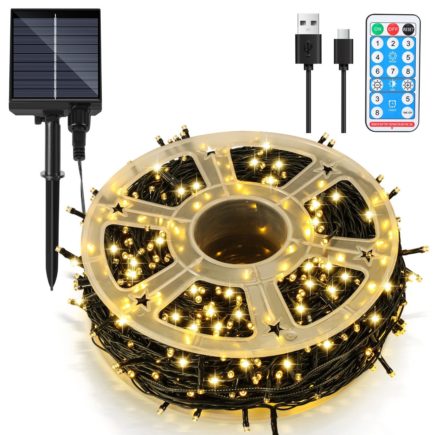 Clanmacy LED-Lichterkette 30M 300 LED Solar Lichterkette Solarleuchte Außen günstig online kaufen