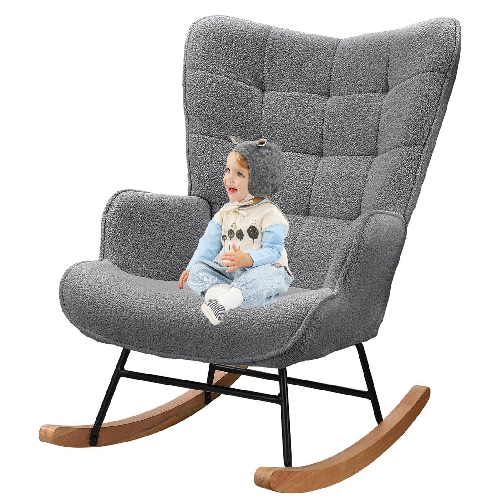 FUROKOY Armlehnstuhl Schaukelstuhl Wohnzimmer Teddystoff mit günstig online kaufen