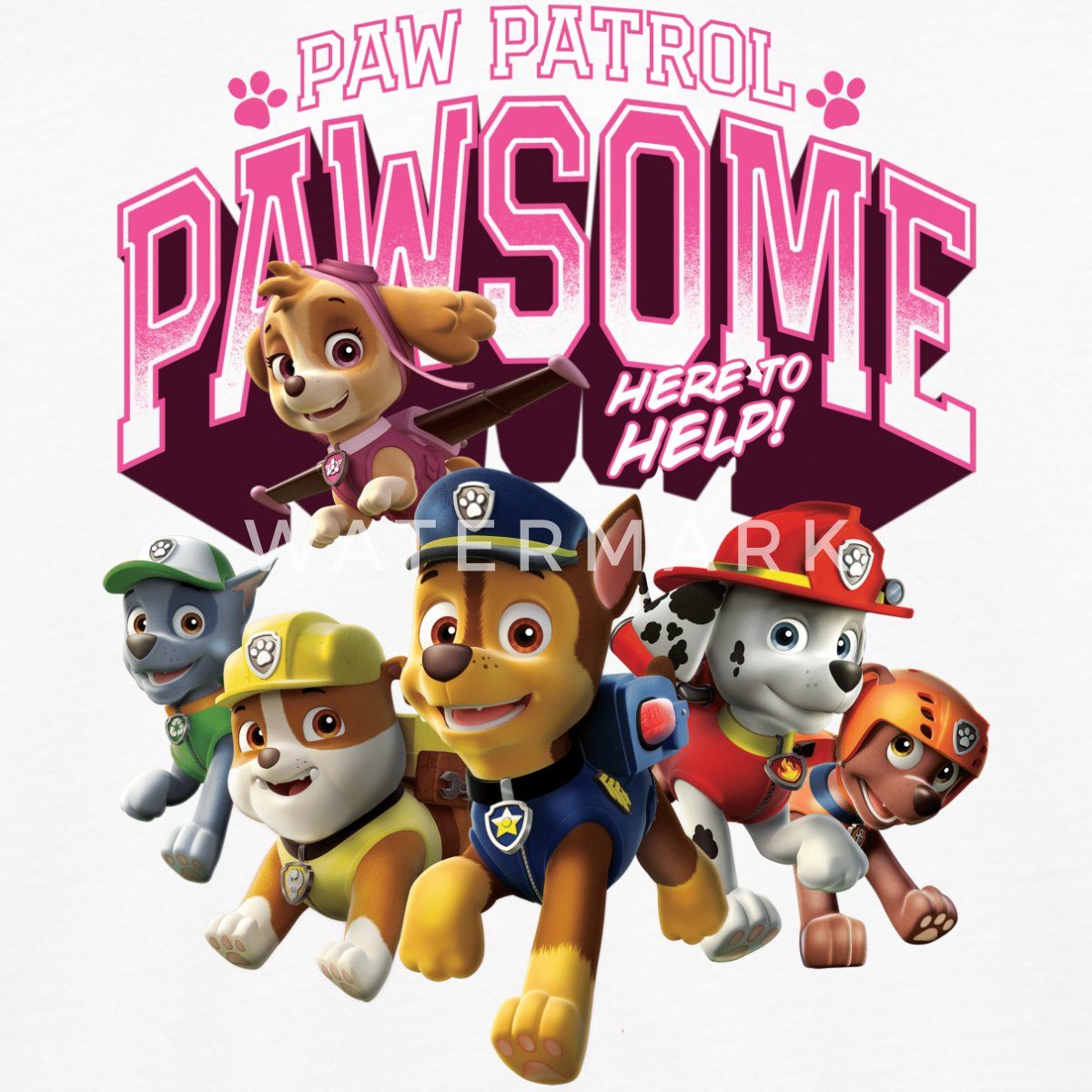 Spreadshirt T-Shirt Paw Patrol Pawsome Here To Help Spruch Rosa Kinder Premium Langarmshir (1-tlg)