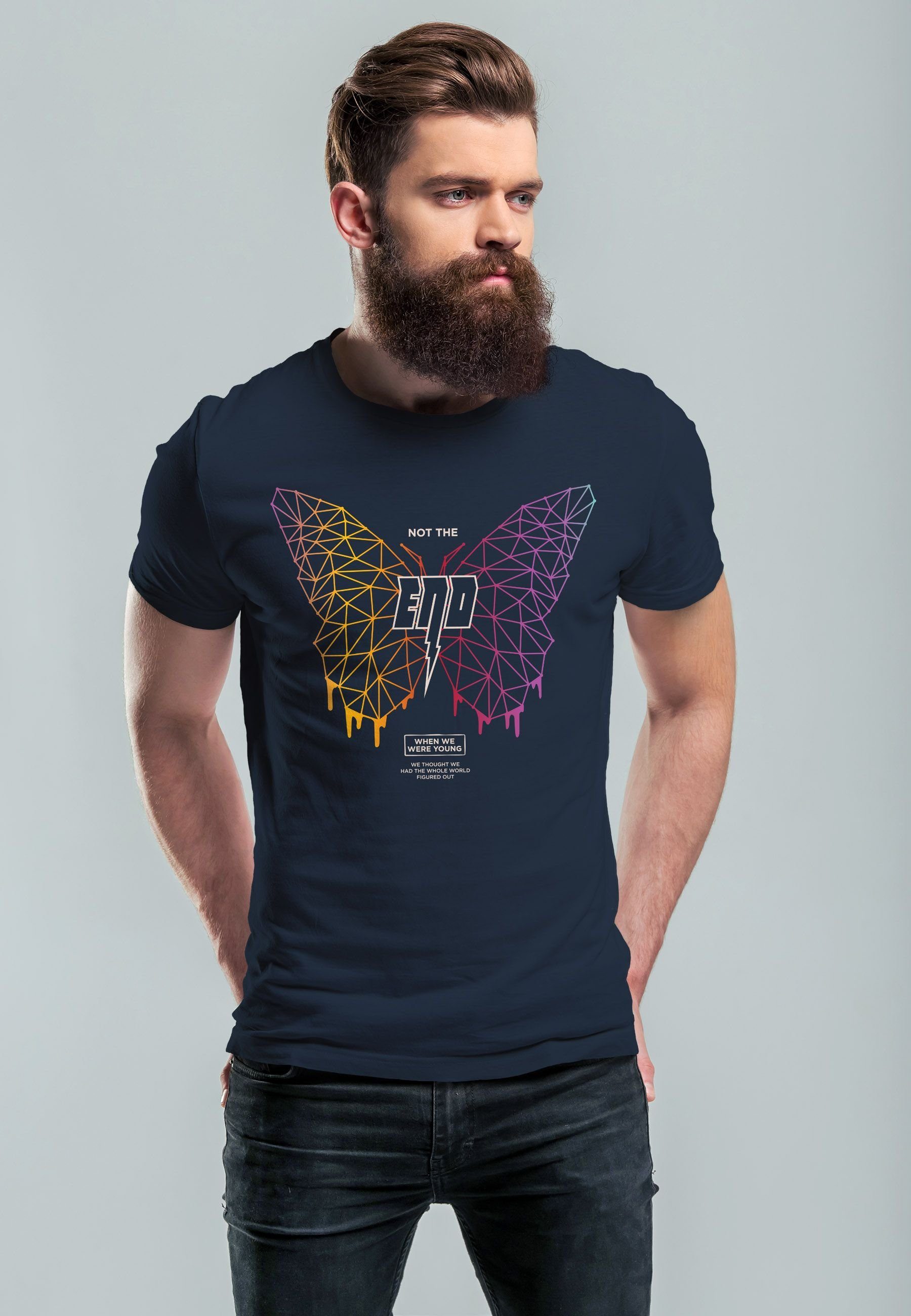 Neverless Print-Shirt Herren T-Shirt Schmetterling Geometric günstig online kaufen