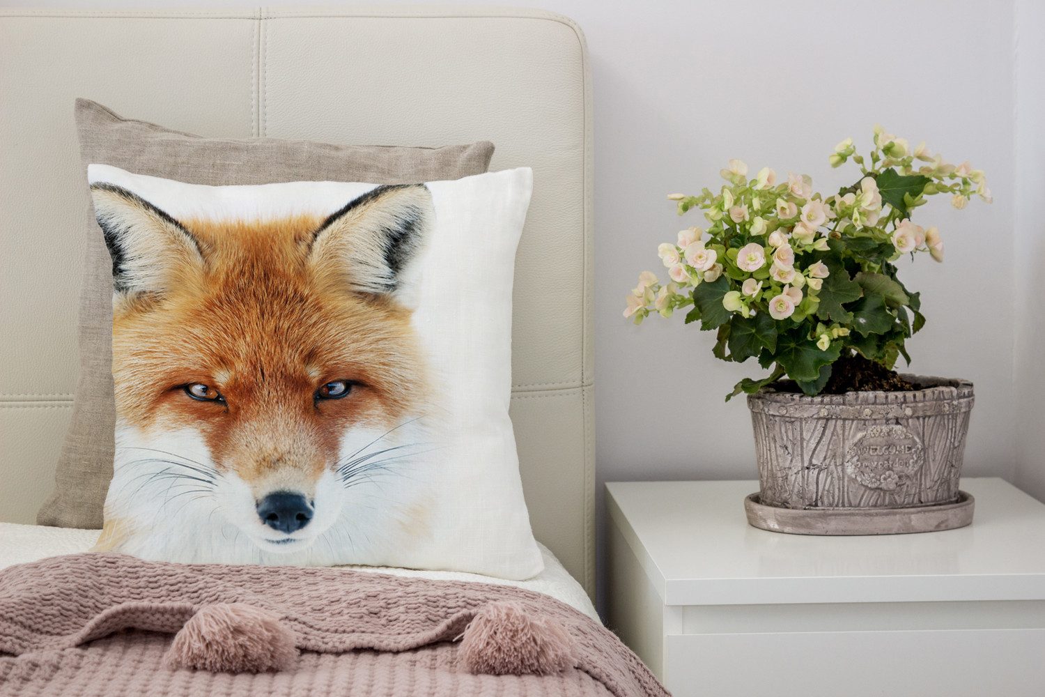 queence Dekokissen Joleen, Kissenhülle,Fuchskopf,Fuchs,Tiermotiv,Waldtier,Gezeichnet,Naturmotiv