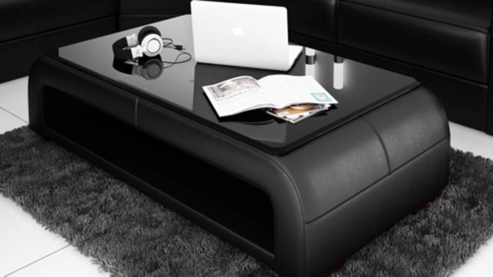 Design Glas JVmoebel Wonzimmer Tische Sofatisch Leder Couchtisch Tisch Couch Beistell