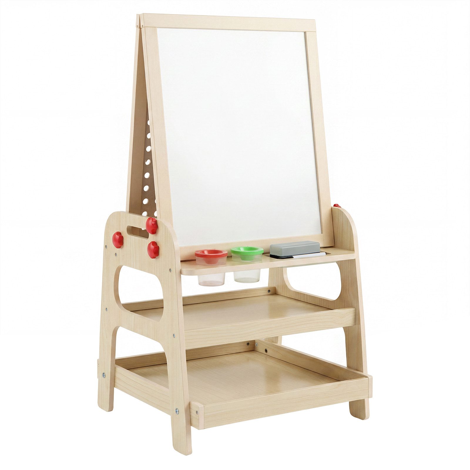 COSTWAY Standtafel mit magnetischem Whiteboard, Murmelbahn & Ablagefach