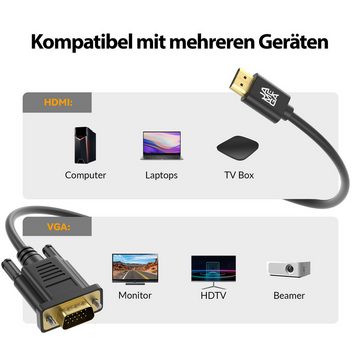 JAMEGA HDMI auf VGA Kabel - Konverter Audio & Videokabel für PC, Laptop HDTV HDMI-Kabel, HDMI Stecker, VGA Stecker, (150 cm)