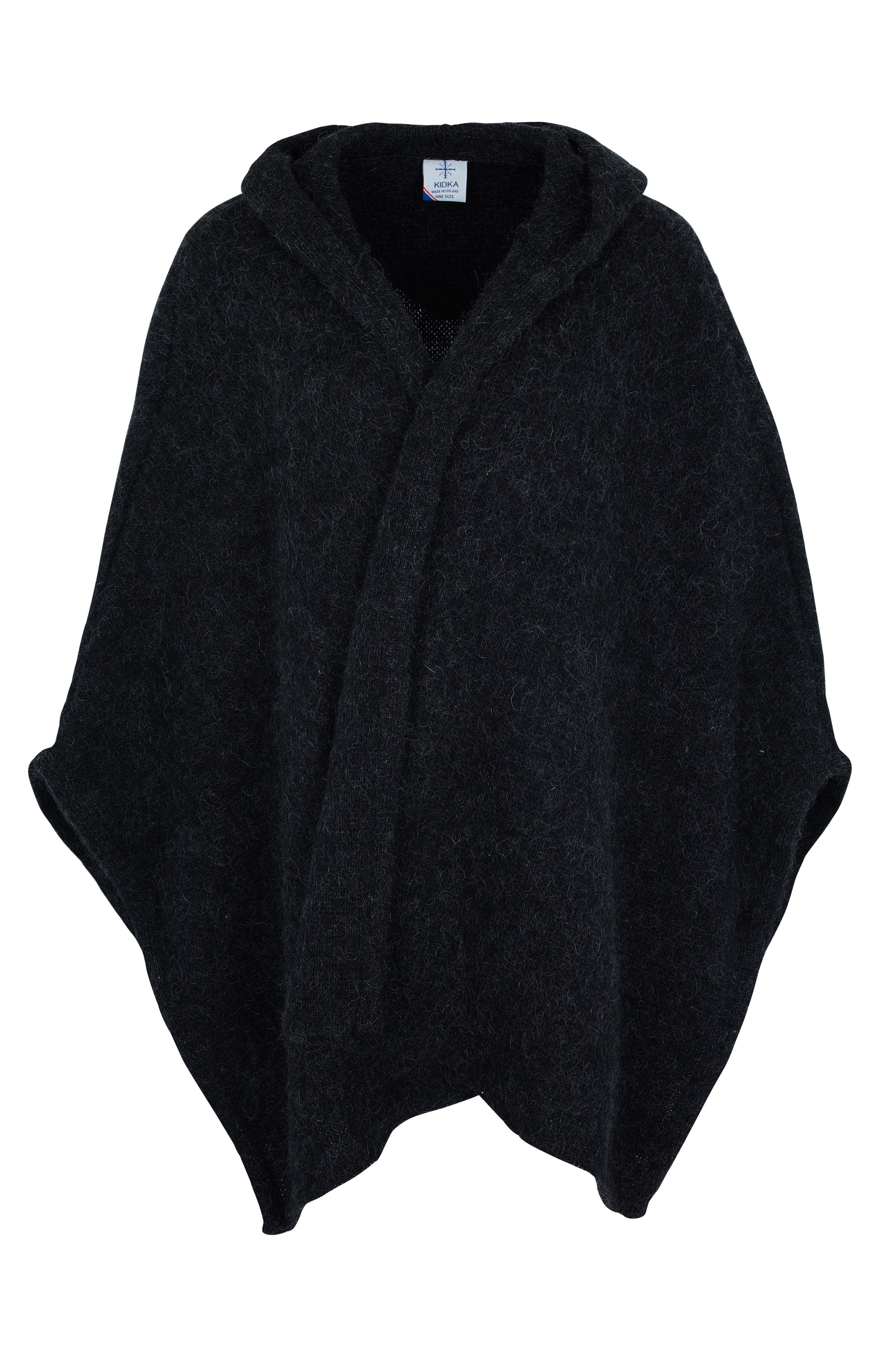 KIDKA Strickponcho Umhang - Woll-Cape ohne Verschluss - schwarz - aus rauer günstig online kaufen