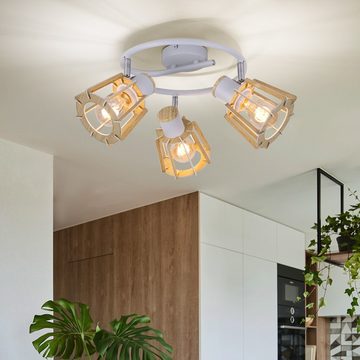etc-shop Deckenstrahler, Leuchtmittel nicht inklusive, Decken Lampe Rondell Leuchte Beleuchtung Holz-Design Wohn Schlaf