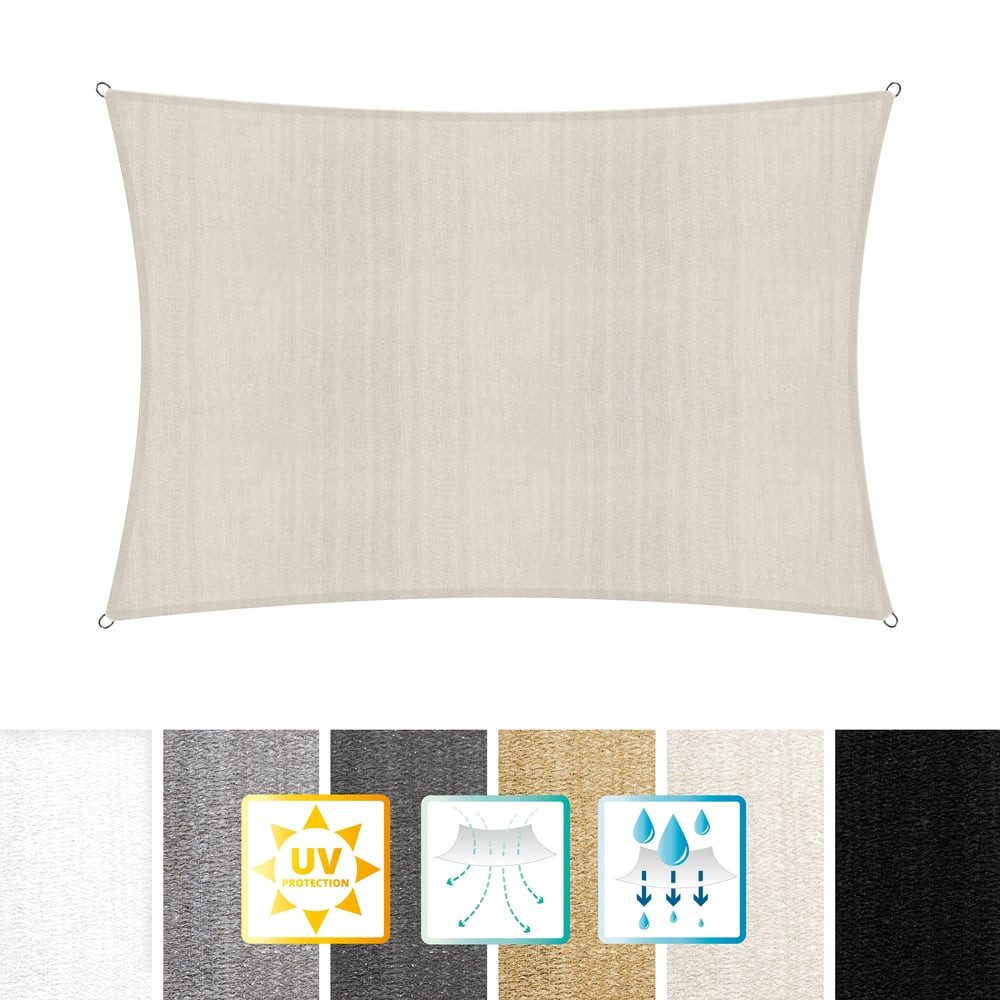 Lumaland Rectangular Sun Shade Sail, Weatherproof Sun Protection including Fixing Rope