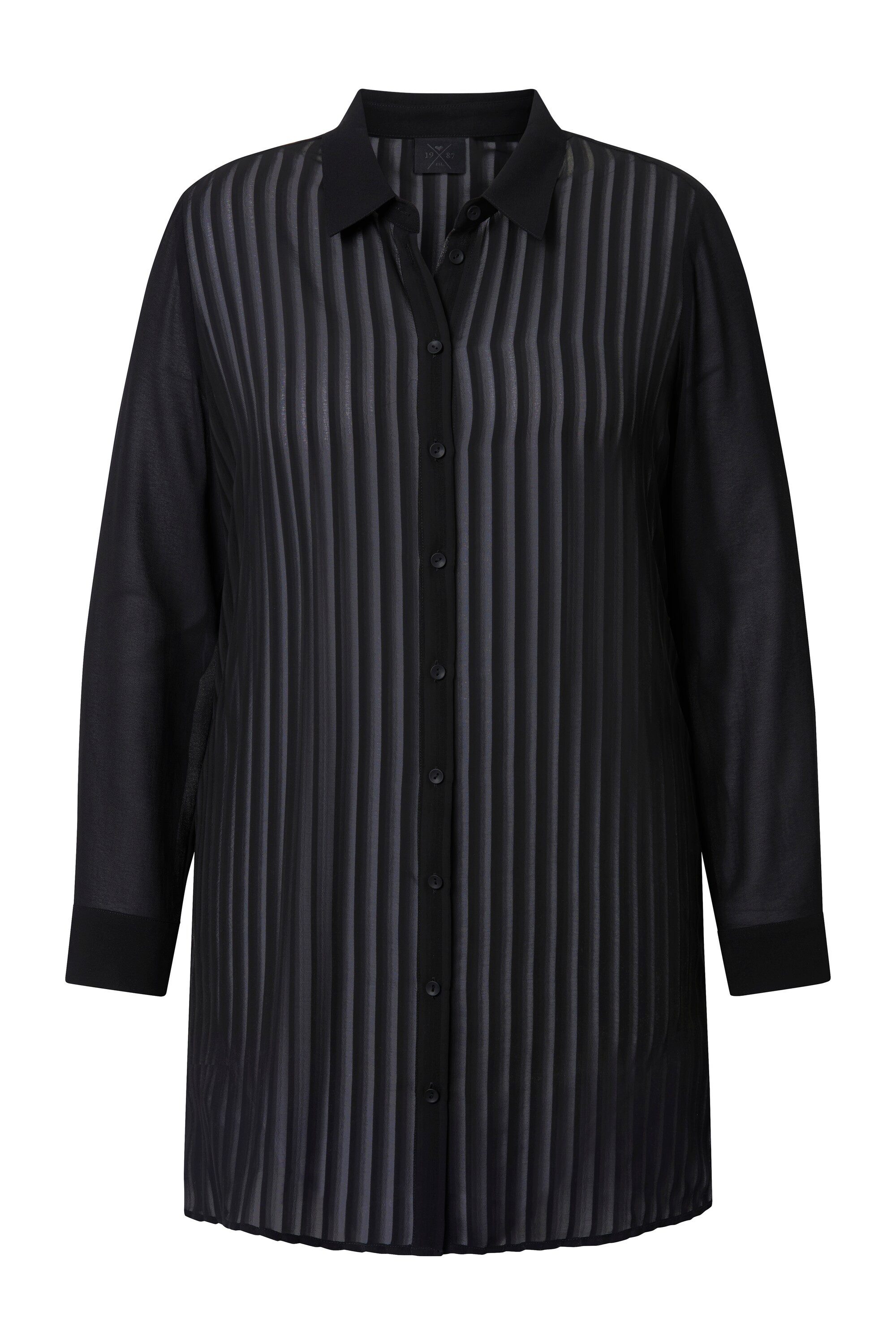 Ulla Popken Hemdbluse Hemdbluse transparente Streifen Langarm günstig online kaufen