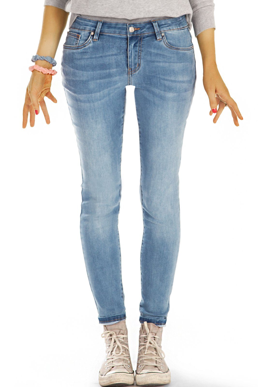 be styled Slim-fit-Jeans medium waist slim cut Jeans regular hellblaue Jeans  stretch Hosen - Damen - j41L-1
