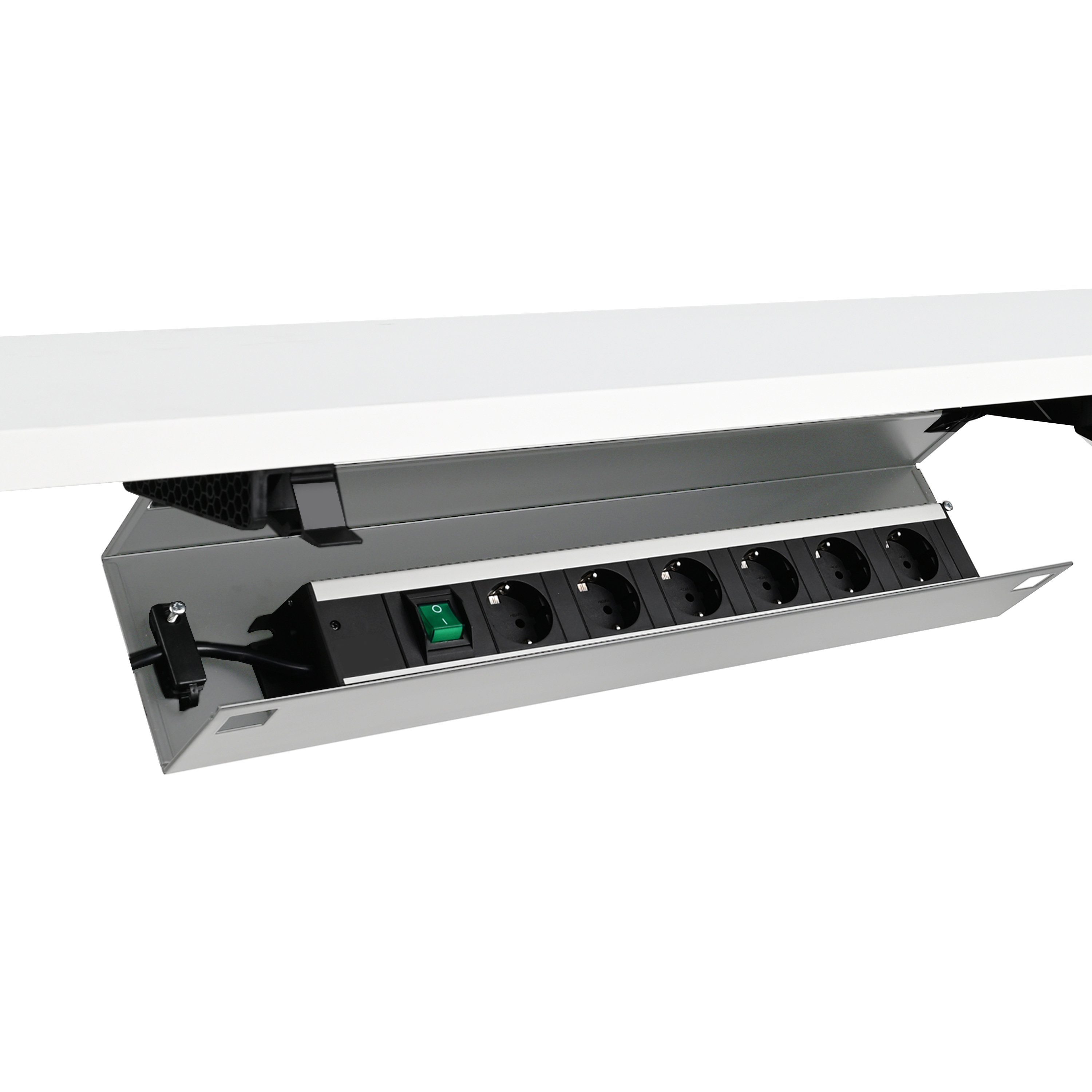 boho office® Kabelkanal, Kabelwanne 57 cm in silber, beidseitig klappbar mit viel Stauraum