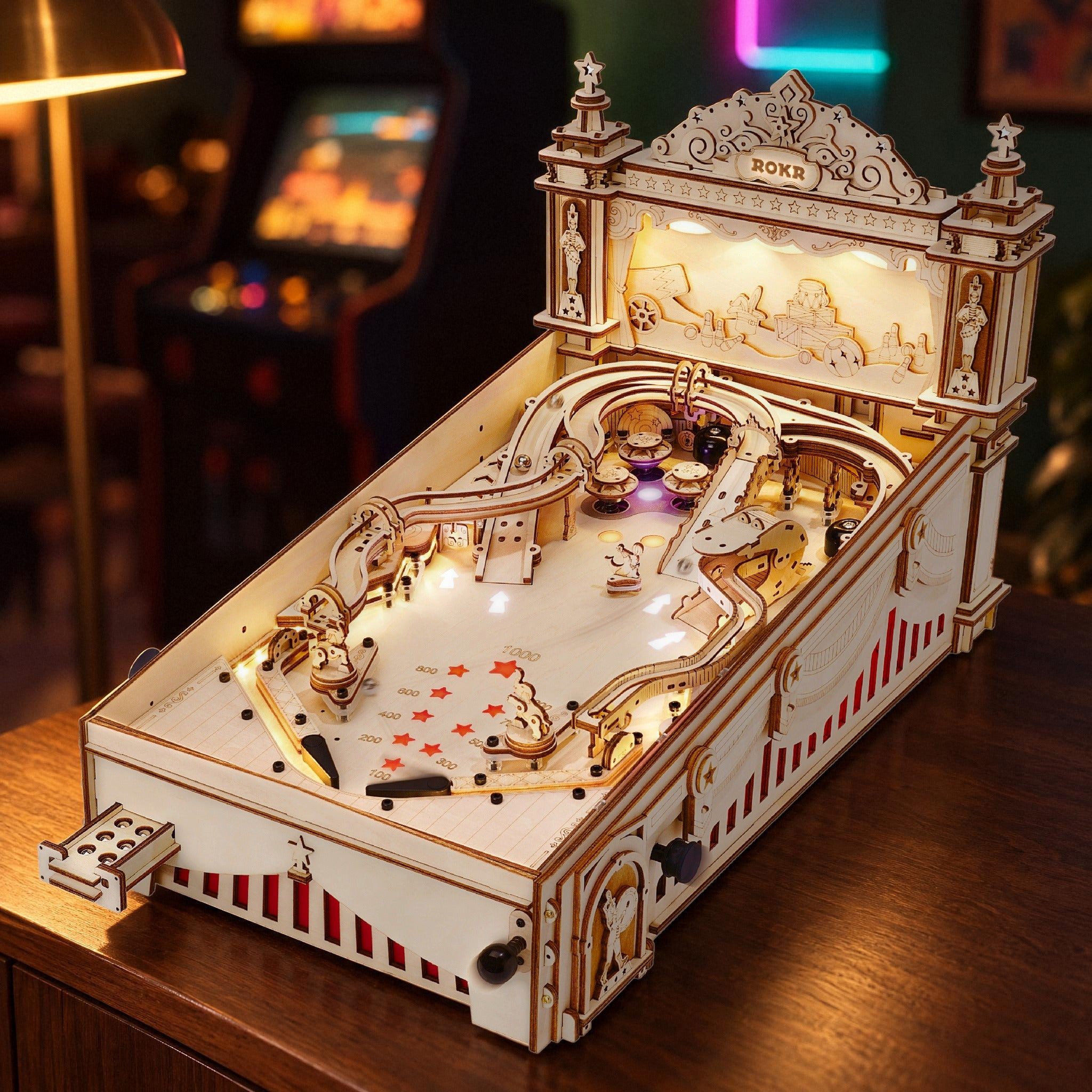 Robotime Modellbausatz 3D Pinball Maschine Flipperautomat aus Holz, (482-tlg)