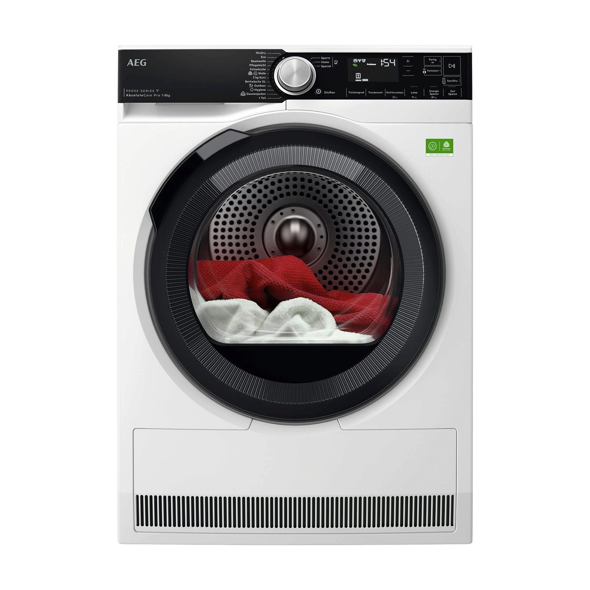 AEG Wärmepumpentrockner 9000 AbsoluteCare® Plus TR9XW80880, SmartDry : Du entscheidest: spare bis zu 50 Min. oder 20% Energie