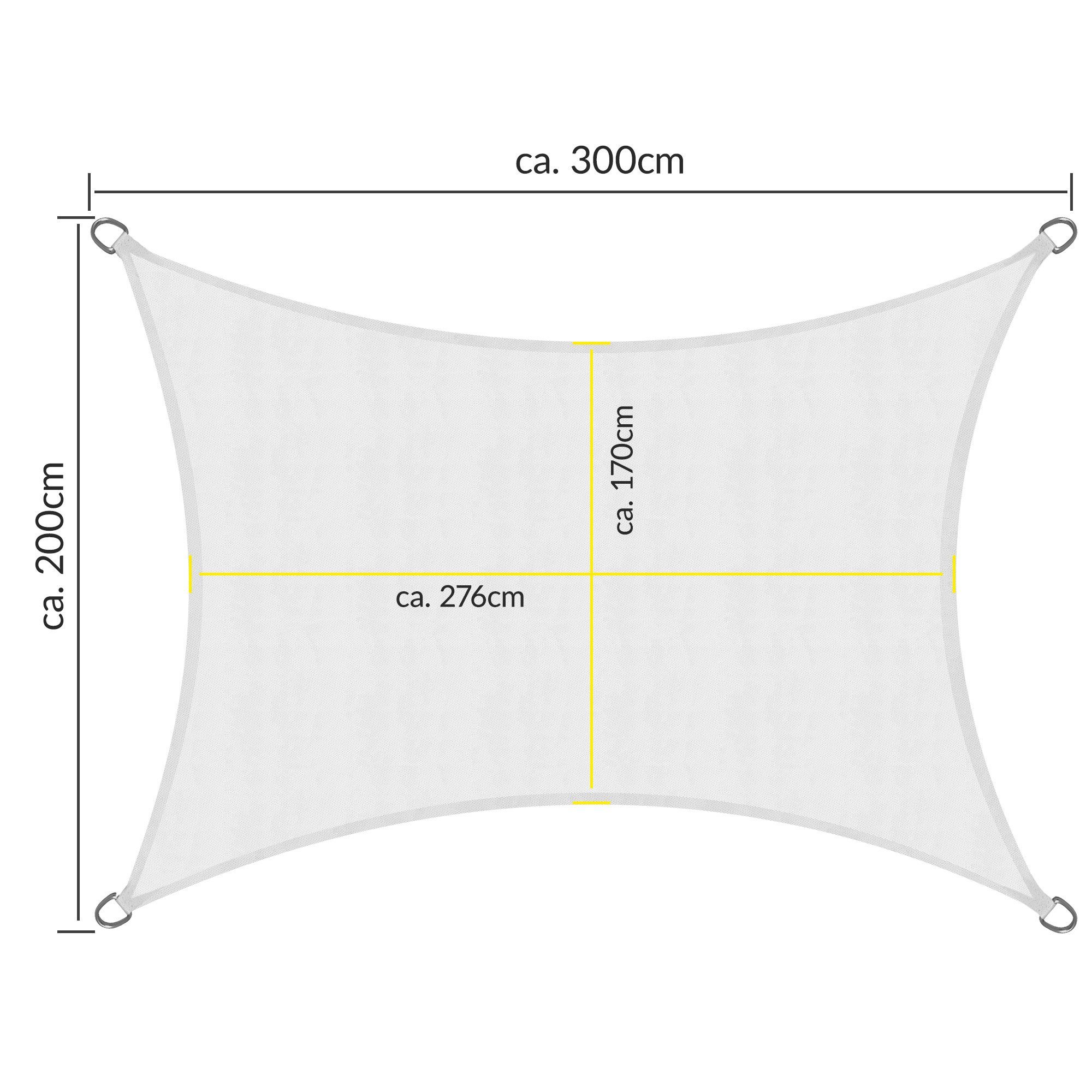Sol Royal Sonnensegel Sonnensegel rechteckig Wasserdicht 2x3m SolVision PS9, Weiß, Terrasse Sonnensegel Balkon Segeltuch UV Sonnenschutz Garten