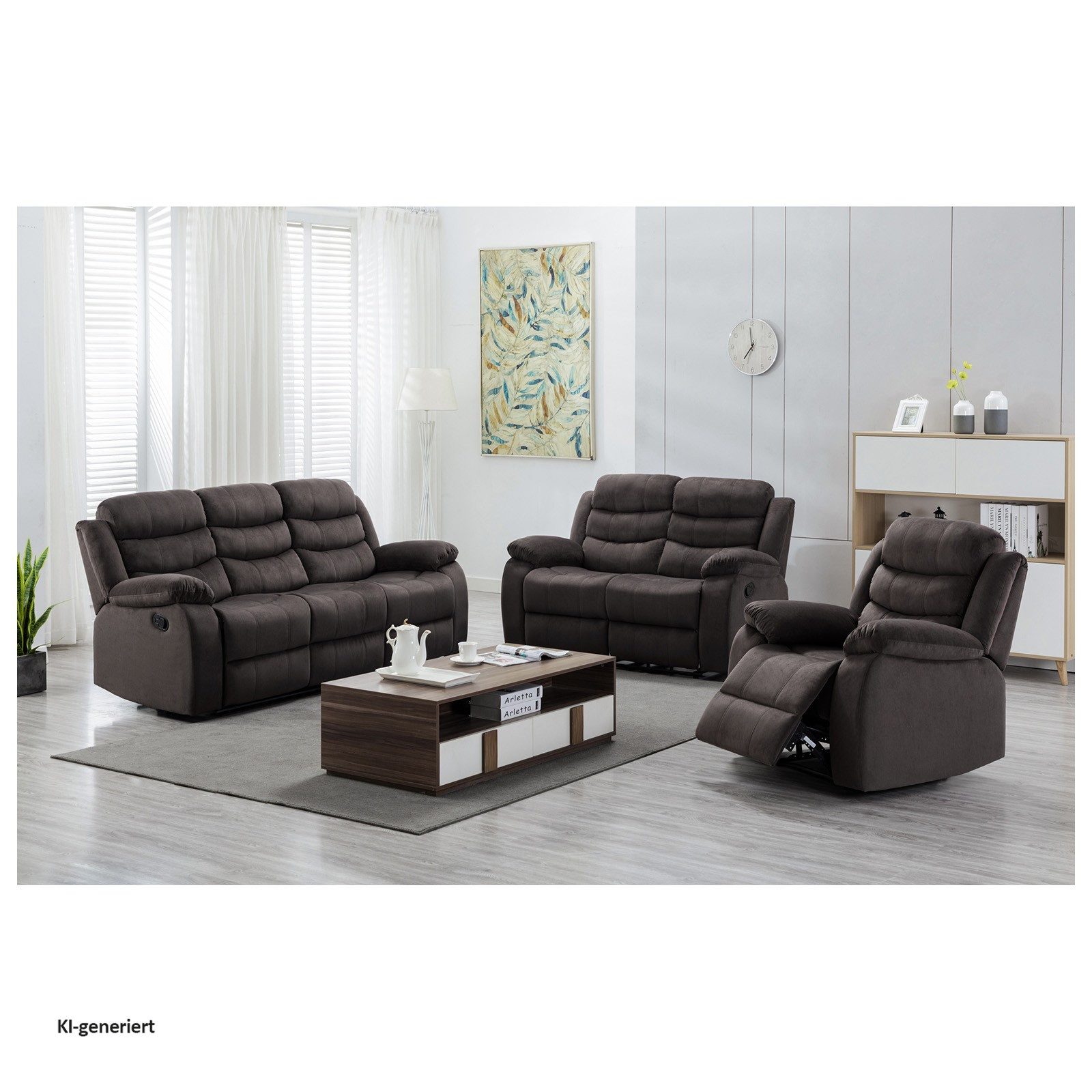 HTI-Living Polstergarnitur Sofagarnitur Kirwall, (Set, 3-tlg., 1x Sofa, 1x Zweisitzer, 1x Sessel), Couch Zweisitzer Sessel mit Fußstütze