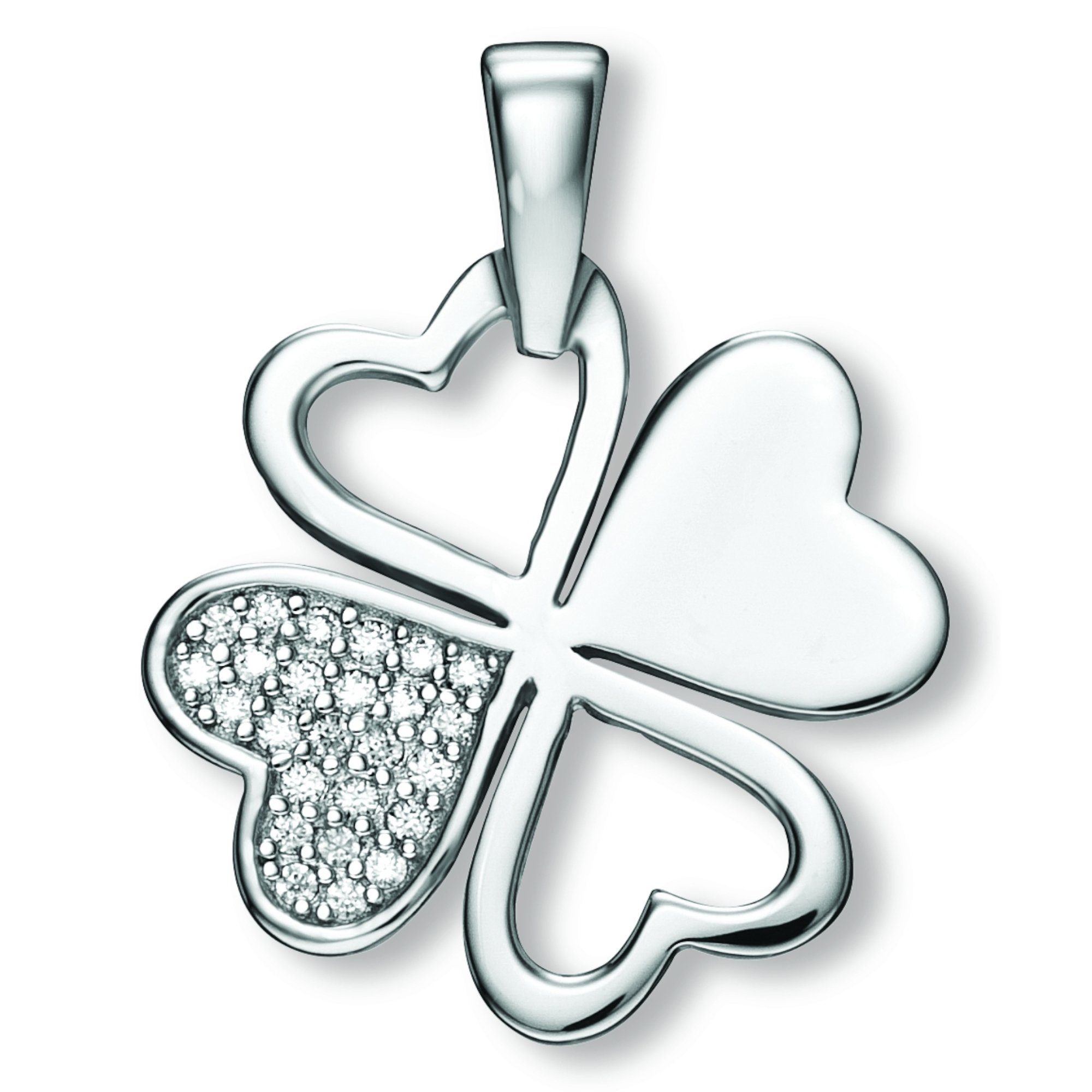 Kettenanhänger Zirkonia Kleeblatt Anhänger aus 925 Silber