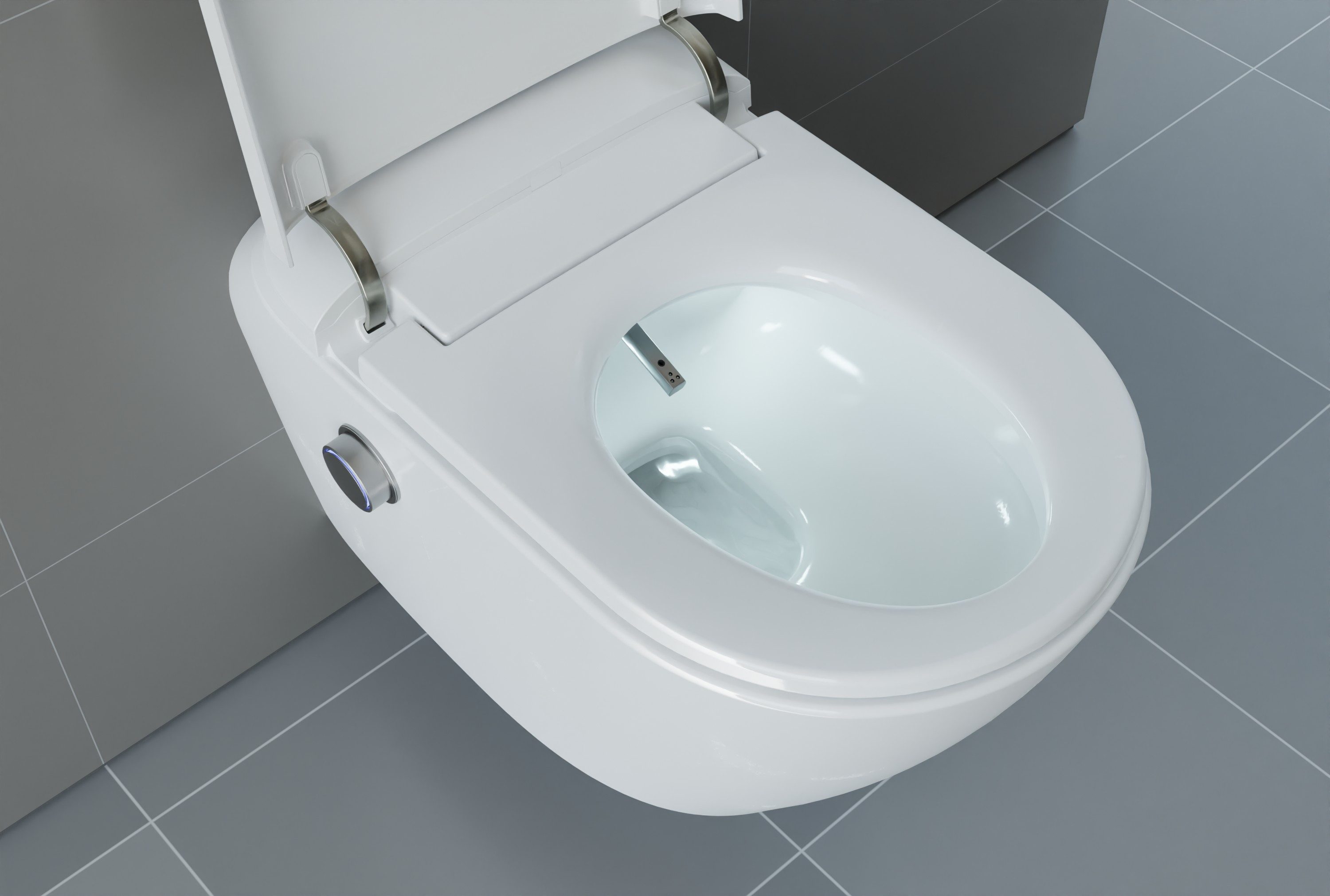 Bernstein Dusch-WC T640 PRO, wandhängend, Hänge-WC, Wand-WC, Abgang waagerecht / tiefspüler / Tiefspül-WC, Komplett-Set, Weiß / Toilette / Beleuchtung / Sitzheizung / Massage / Entkalkung