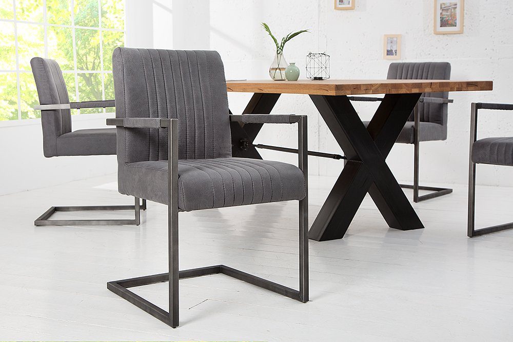 riess-ambiente Freischwinger BIG ASTON vintage grau / grau, Esszimmer · Mic günstig online kaufen